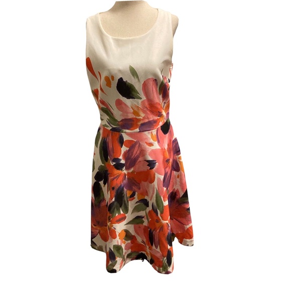 Roz and Ali, dress, water color floral print, back zippered, midi - Picture 4 of 8
